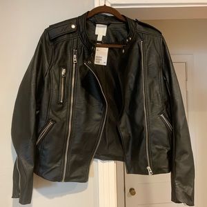 H&M Feaux leather bomber jacket